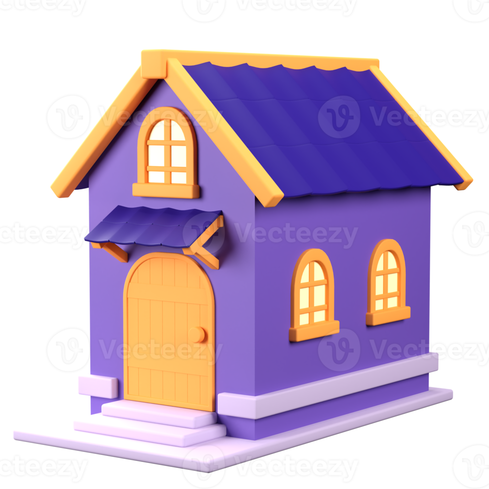 3D Stylized House. Object on a transparent background png