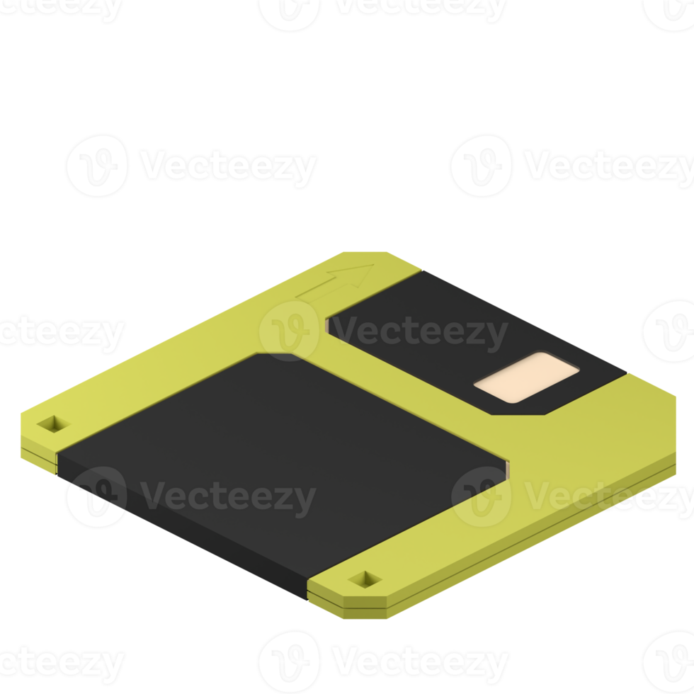3D rendering of a retro floppy disk illustration png