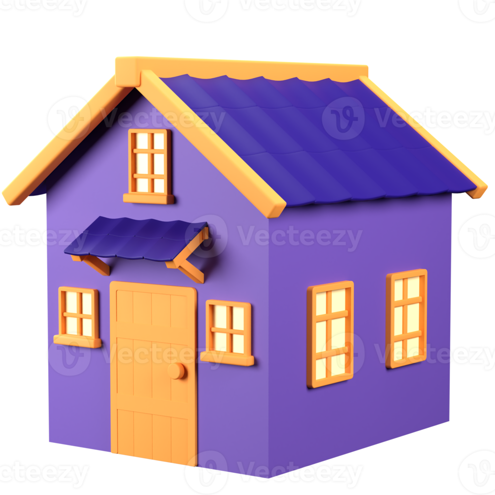 3D Stylized House. Object on a transparent background png