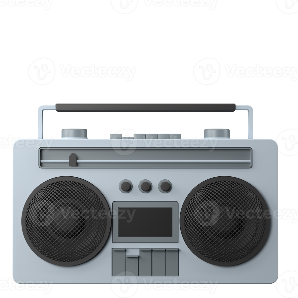 3D rendering of a retro tape recorder illustration png