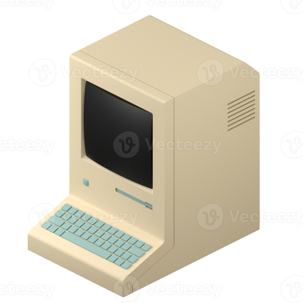 3D rendering of a retro computer illustration png