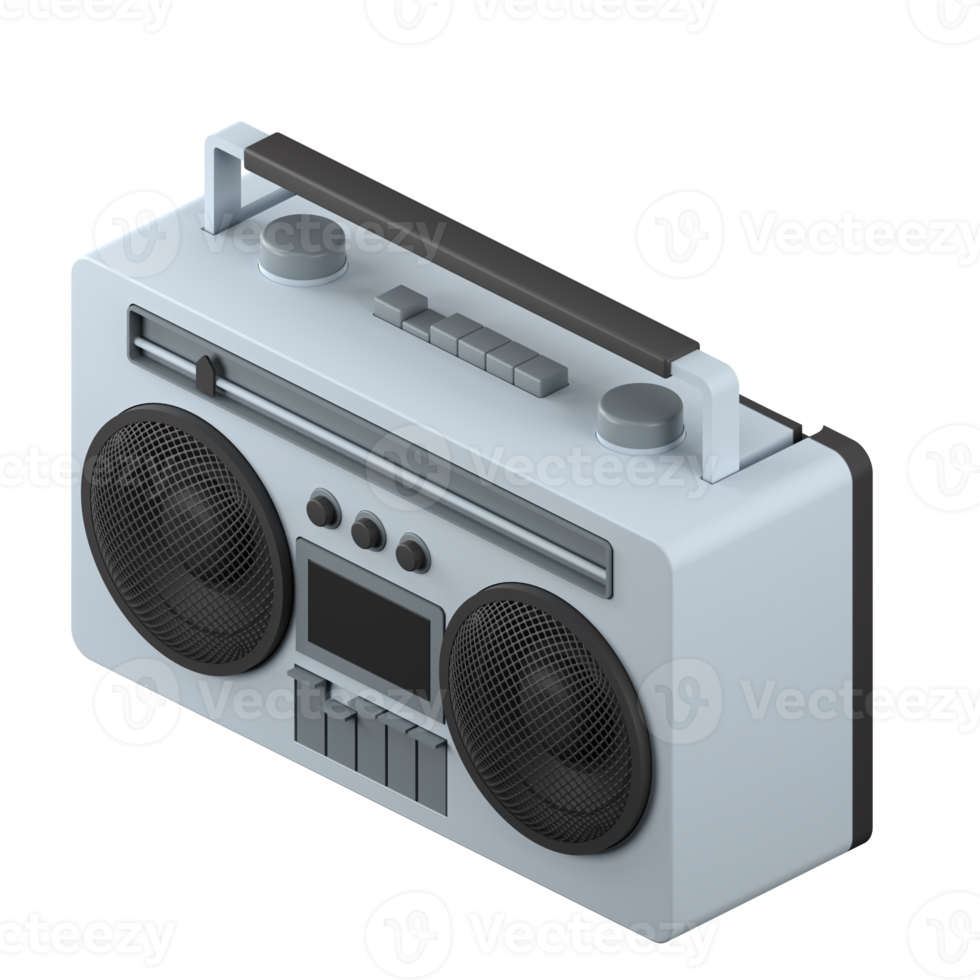 3D rendering of a retro tape recorder illustration png