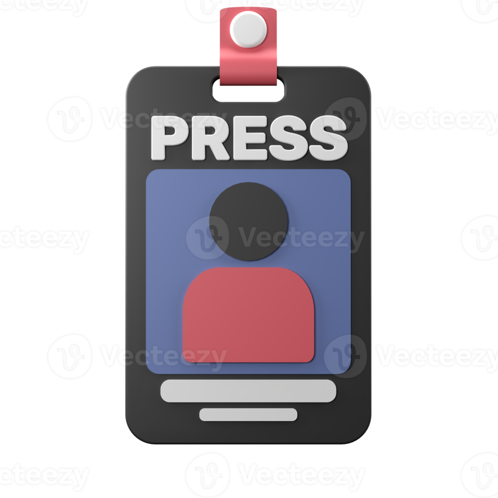 3D rendering of an isometric press card illustration. Object on a transparent background. png