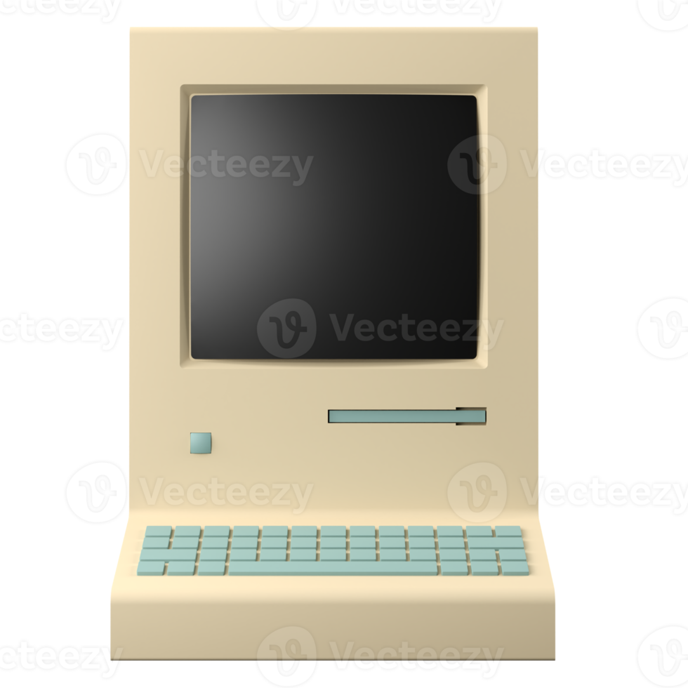 3D rendering of a retro computer illustration png