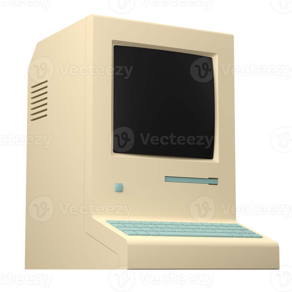 3D rendering of a retro computer illustration png