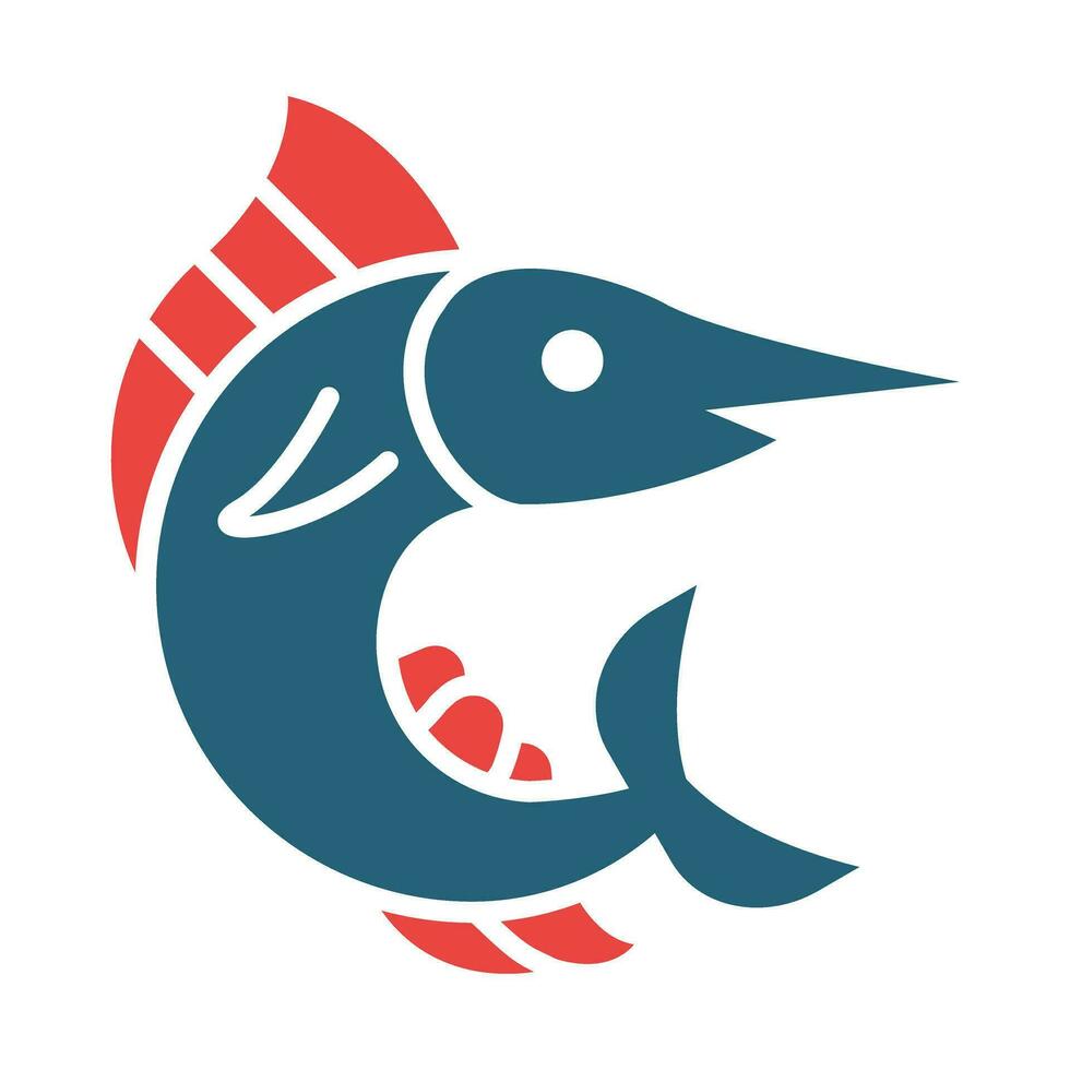 Marlin Vector Glyph Two Color Icon For Personal And Commercial Use.