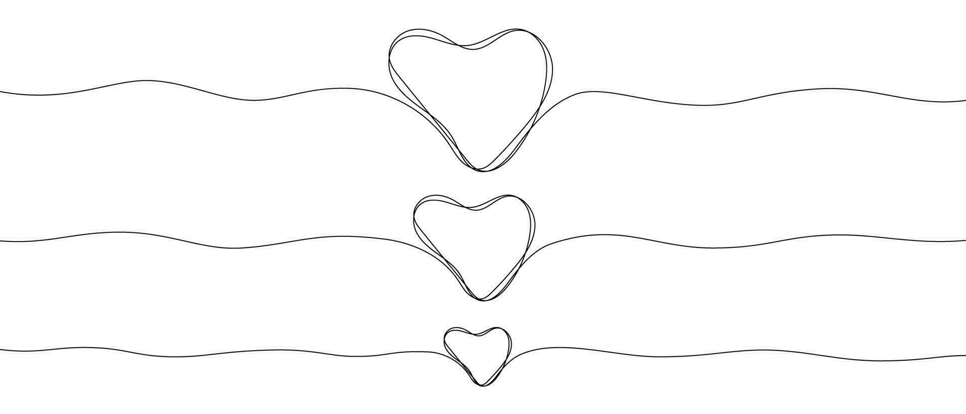 Heart drawn in one line by hand. Hand drawn vector illustration.