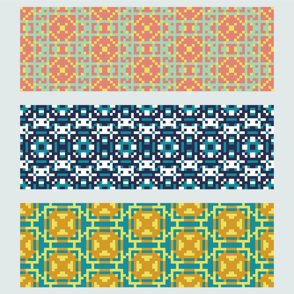 set of geometric patterns in different colors vector