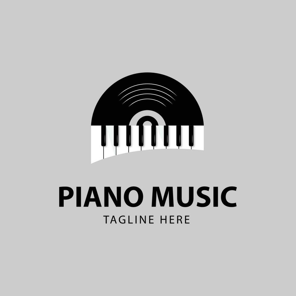 Piano music logo design vector