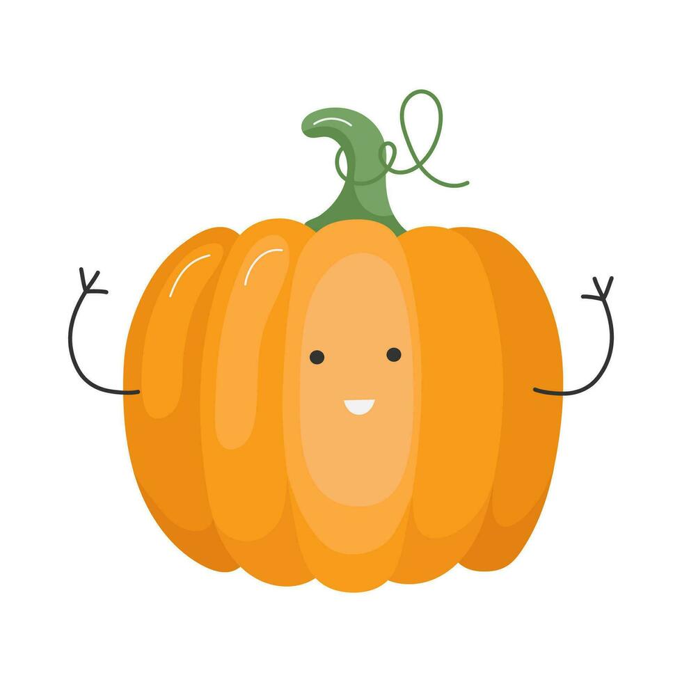 vector ilustración de niños sano nutrición concepto con un linda dibujos animados gracioso calabaza. bebé vegetal personaje o mascota, acción de gracias concepto