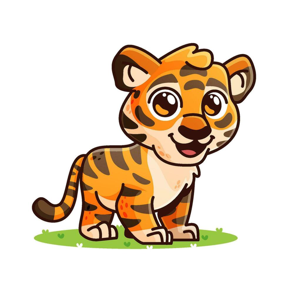 cute tiger cartoon, animal alphabet cute cartoon vector