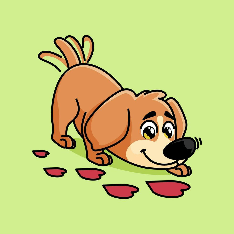 cute cartoon dog mascot  sniffing love sign.adorable cartoon mascot illustration vector