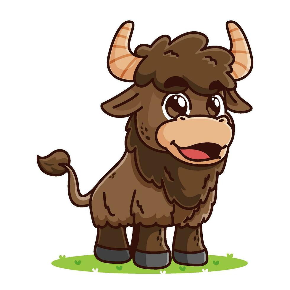 cute Yak cartoon, animal alphabet cute cartoon vector