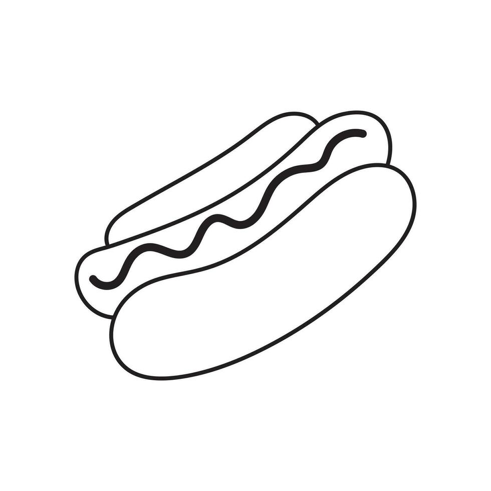 Hand drawn Kids drawing Cartoon Vector illustration cute hotdog icon Isolated on White Background