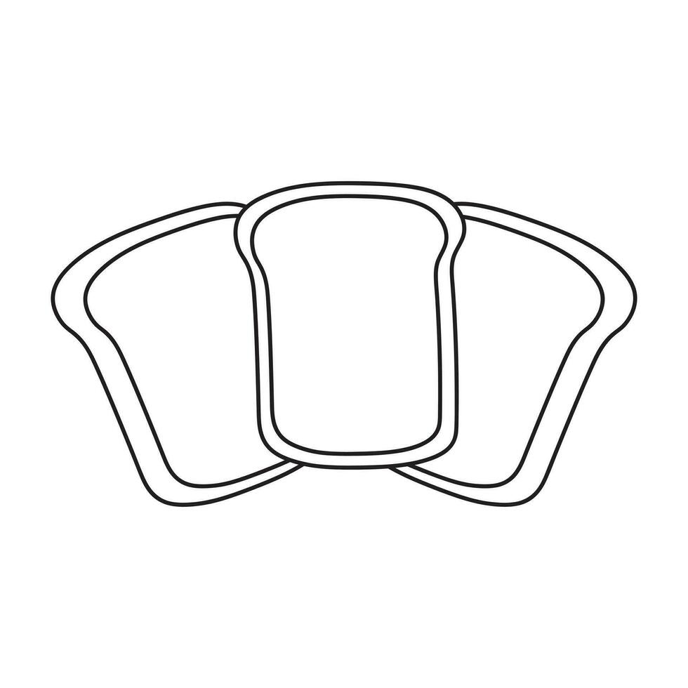Hand drawn Kids drawing Cartoon Vector illustration three slices of bread icon Isolated on White Background