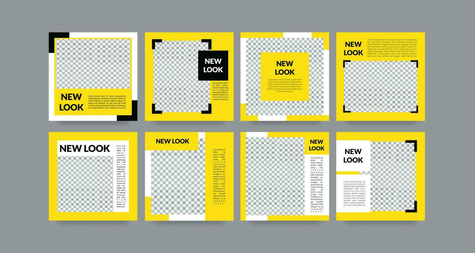 Social media post template, Editable minimal square banner template, Suitable for social media post and web ads promotion, white and yellow background color. vector