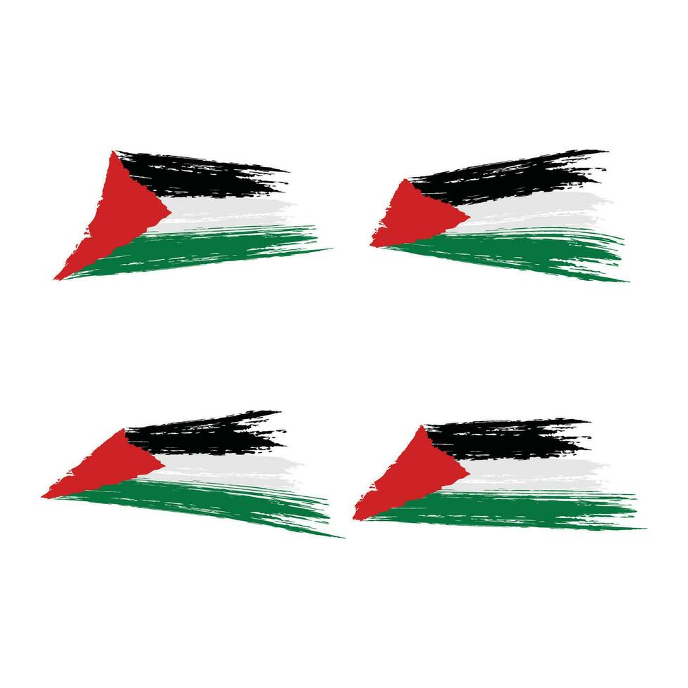 Flag of palestine brush paint style vector illustration.