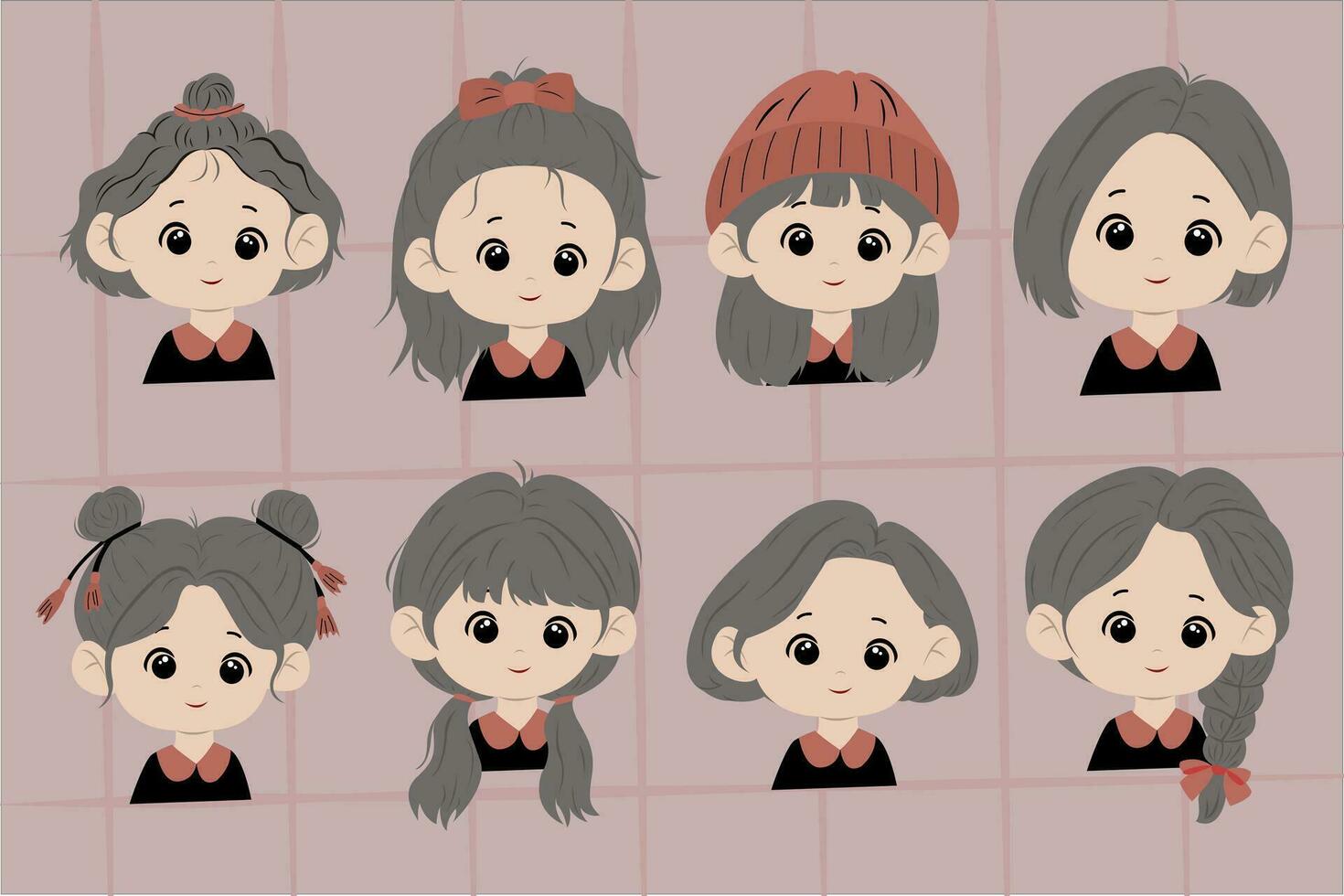 Girl Hair Style Vector Design