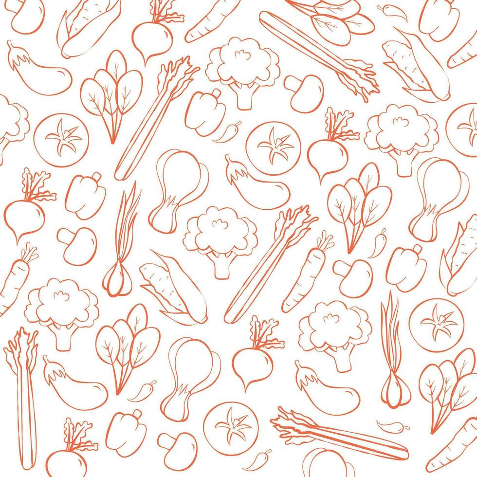 Hand drawn vegetables illustration, line drawing of vegetables vector