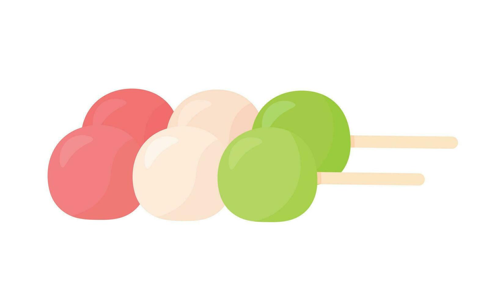 Dango Mochi Stick Japanese Dessert Food Cute Cartoon Vector Illustration