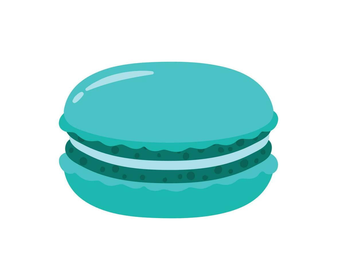 Blue Macaron Bakery Food in Cute Cartoon Vector Illustration