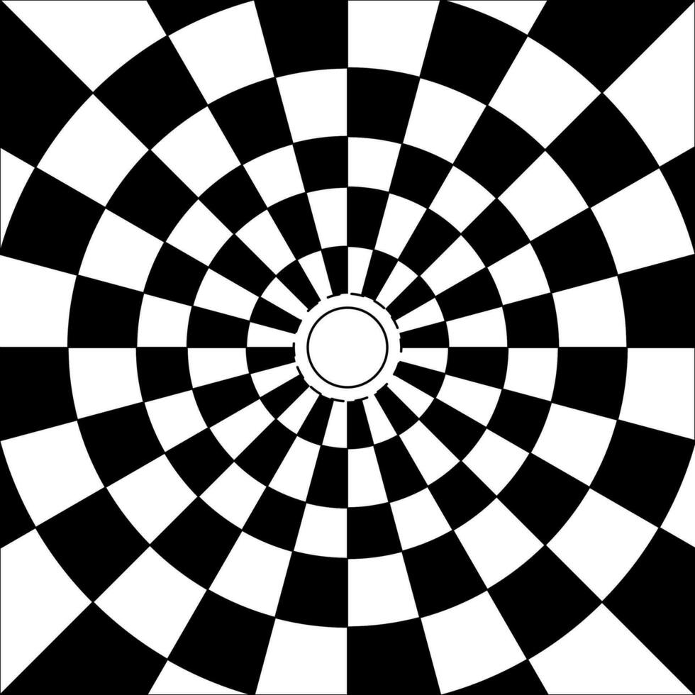 Dart board background, black and white spiral design pattern, abstract geometric art background, tile, vector illustration.