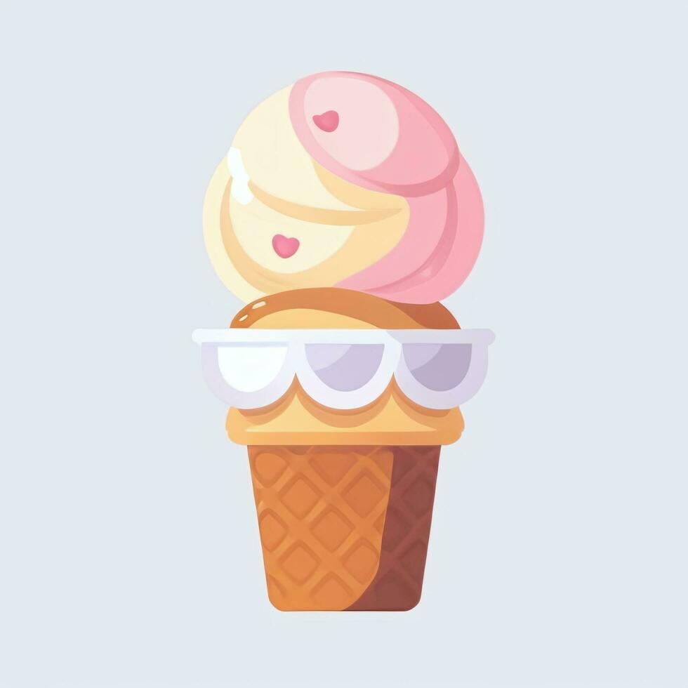 AI generated Ice Cream Icon Clip Art Sticker Decoration Simple Background photo