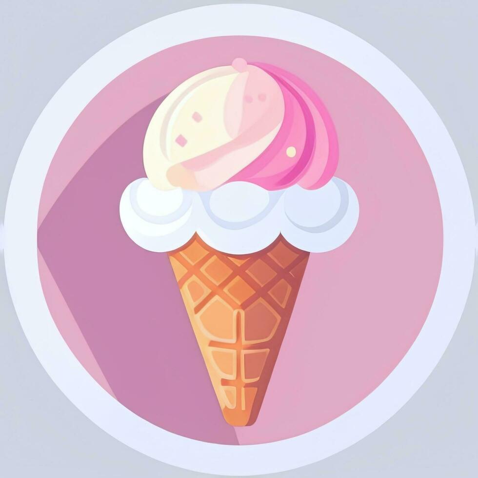 AI generated Ice Cream Icon Clip Art Sticker Decoration Simple Background photo