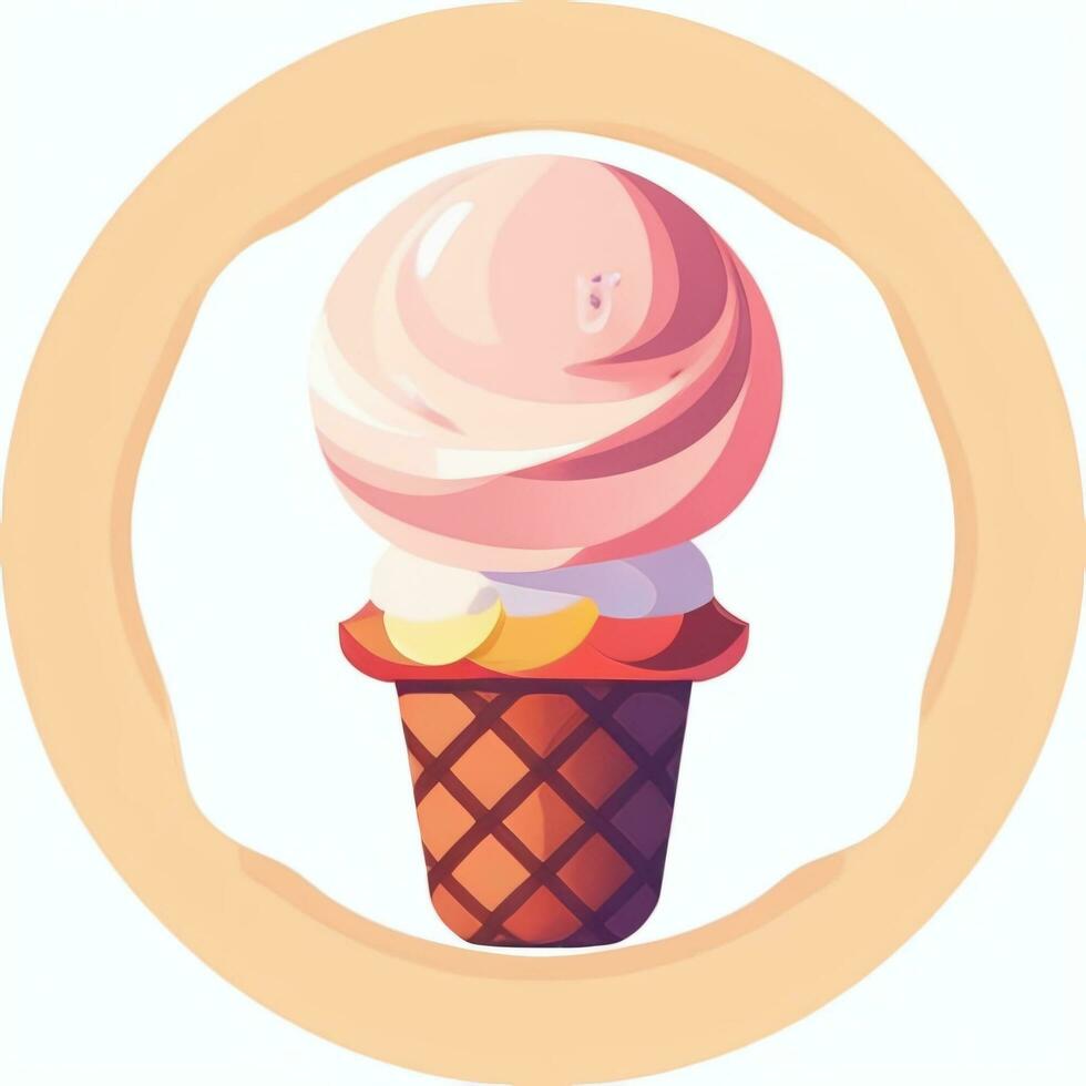 AI generated Ice Cream Icon Clip Art Sticker Decoration Simple Background photo
