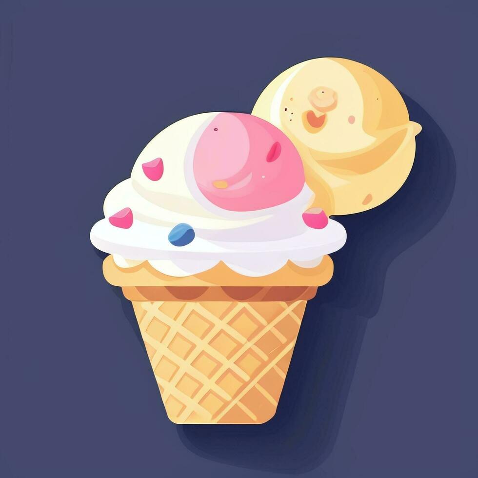 AI generated Ice Cream Icon Clip Art Sticker Decoration Simple Background photo