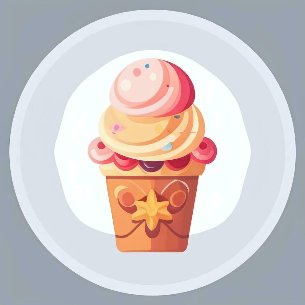 AI generated Ice Cream Icon Clip Art Sticker Decoration Simple Background photo