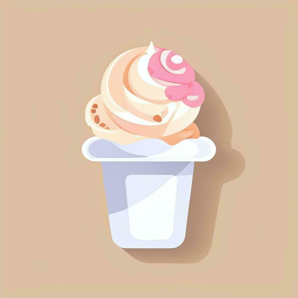 AI generated Ice Cream Icon Clip Art Sticker Decoration Simple Background photo