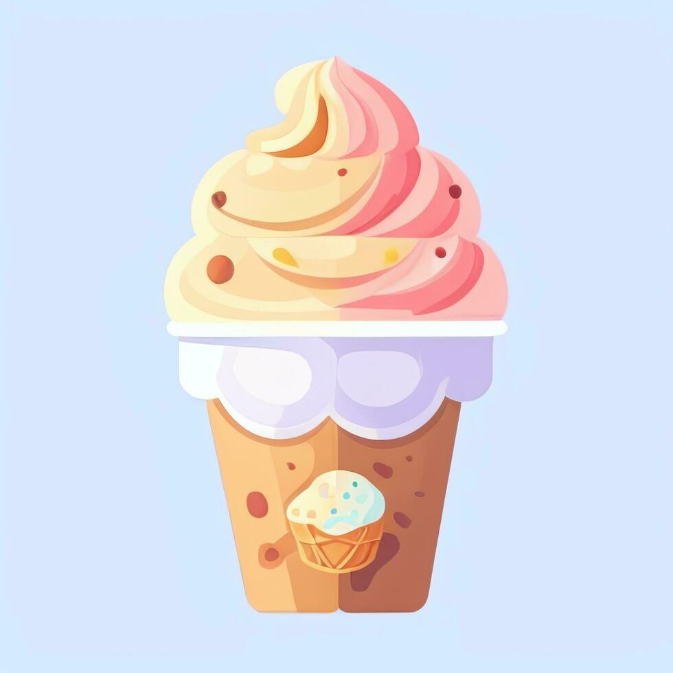 AI generated Ice Cream Icon Clip Art Sticker Decoration Simple Background photo