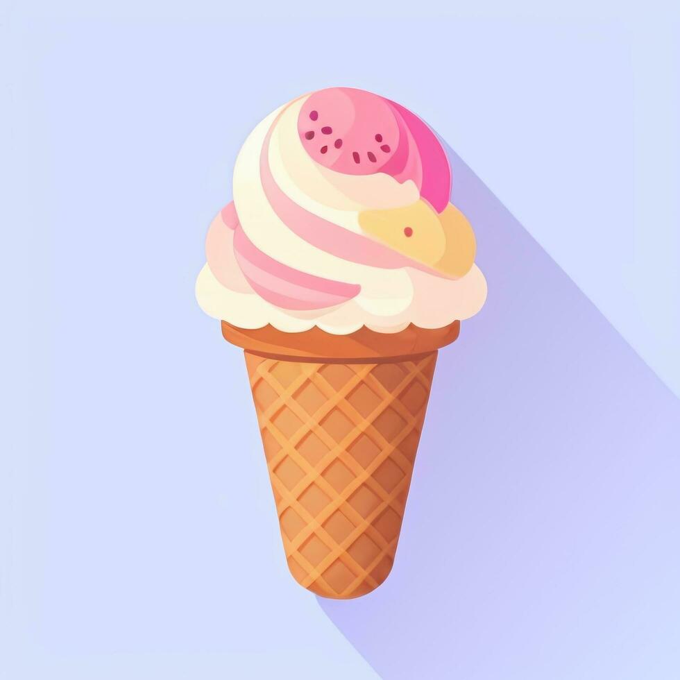 AI generated Ice Cream Icon Clip Art Sticker Decoration Simple Background photo
