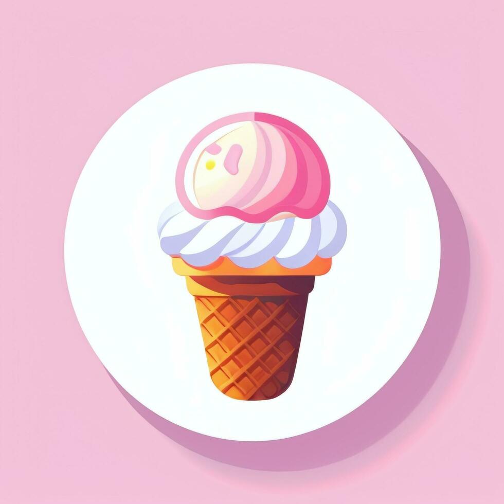 AI generated Ice Cream Icon Clip Art Sticker Decoration Simple Background photo