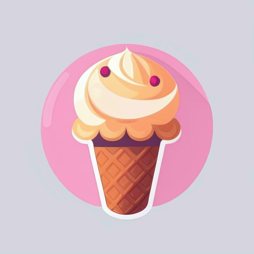 AI generated Ice Cream Icon Clip Art Sticker Decoration Simple Background photo