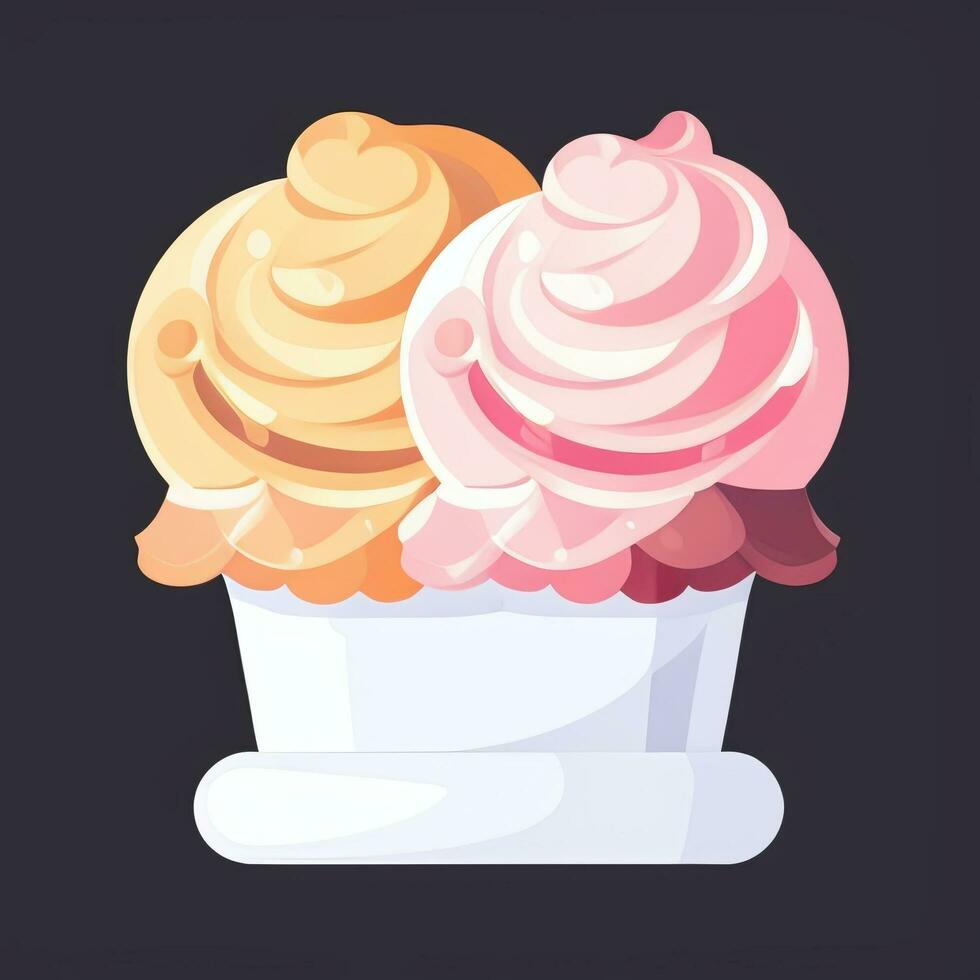 AI generated Ice Cream Icon Clip Art Sticker Decoration Simple Background photo