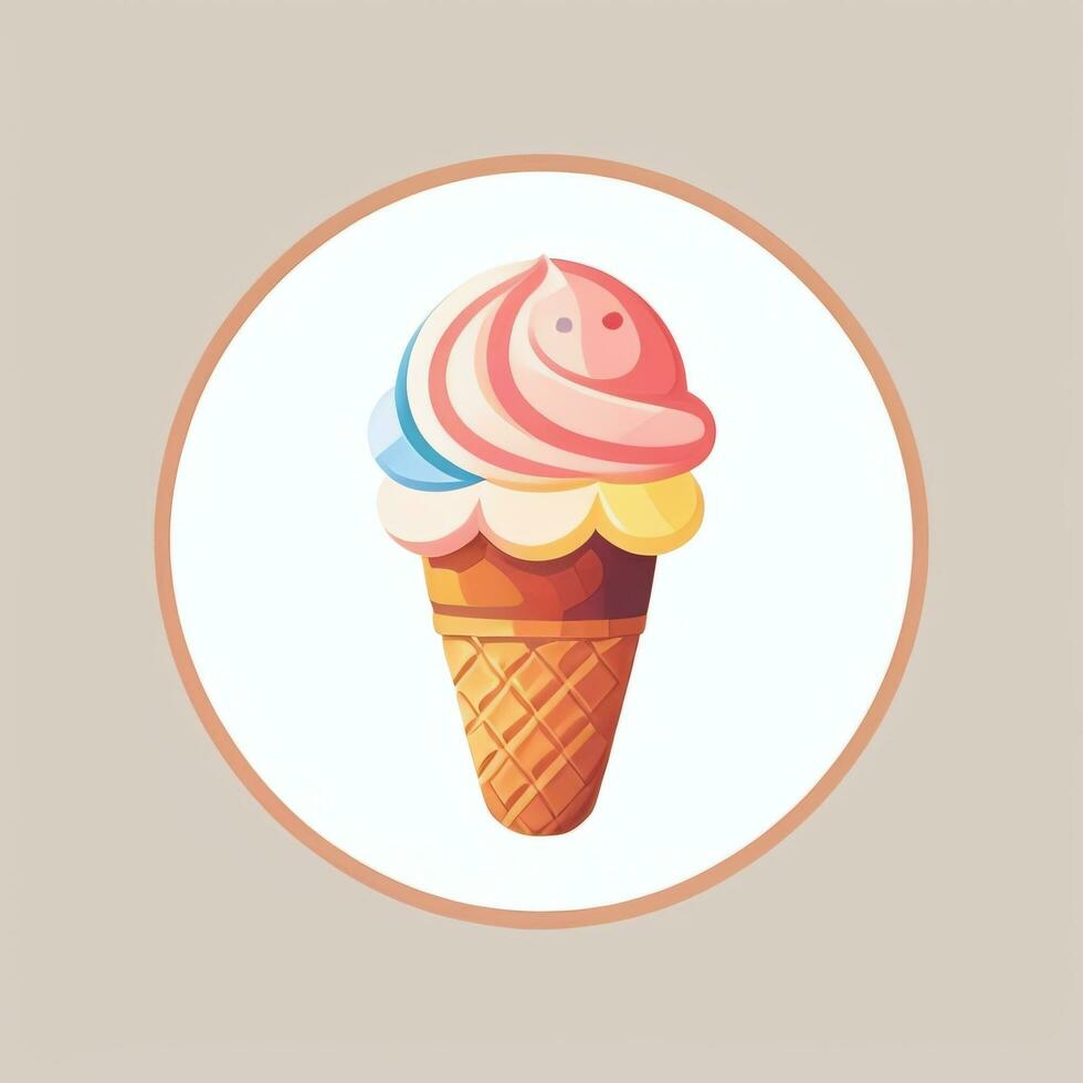 AI generated Ice Cream Icon Clip Art Sticker Decoration Simple Background photo