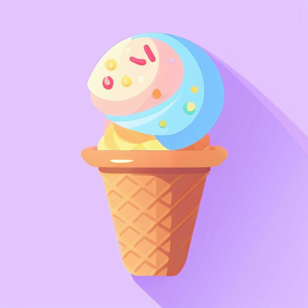 AI generated Ice Cream Icon Clip Art Sticker Decoration Simple Background photo