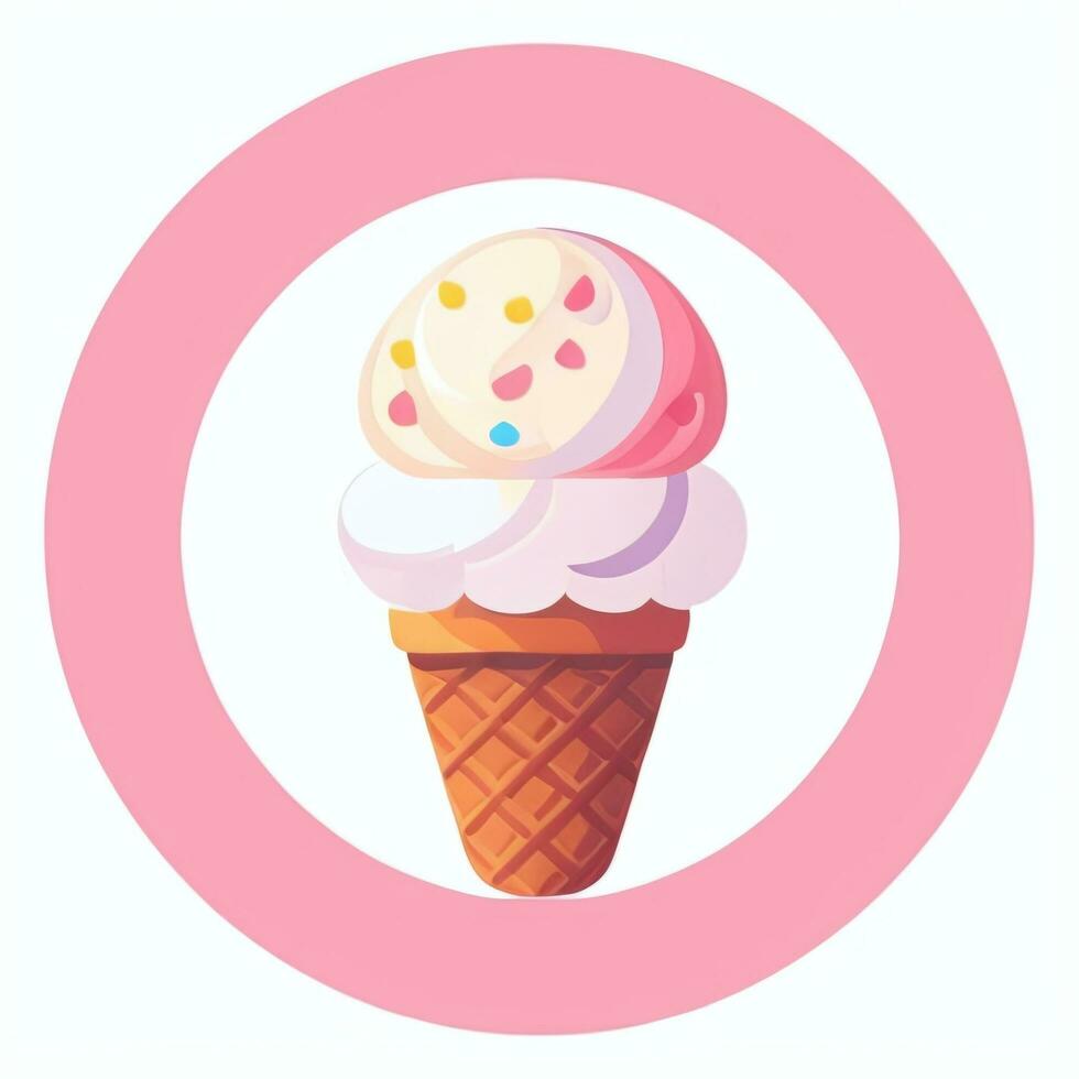 AI generated Ice Cream Icon Clip Art Sticker Decoration Simple Background photo