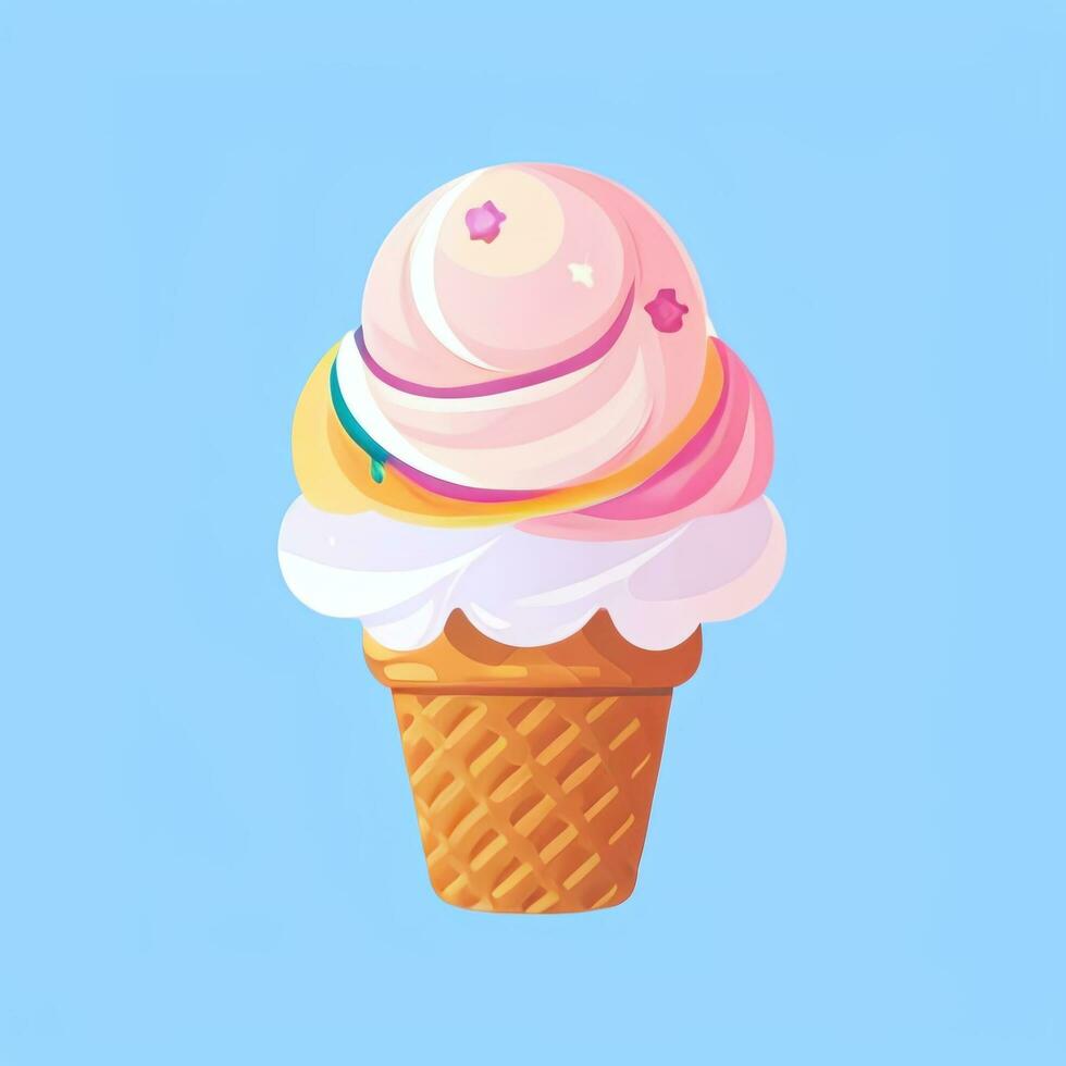 AI generated Ice Cream Icon Clip Art Sticker Decoration Simple Background photo