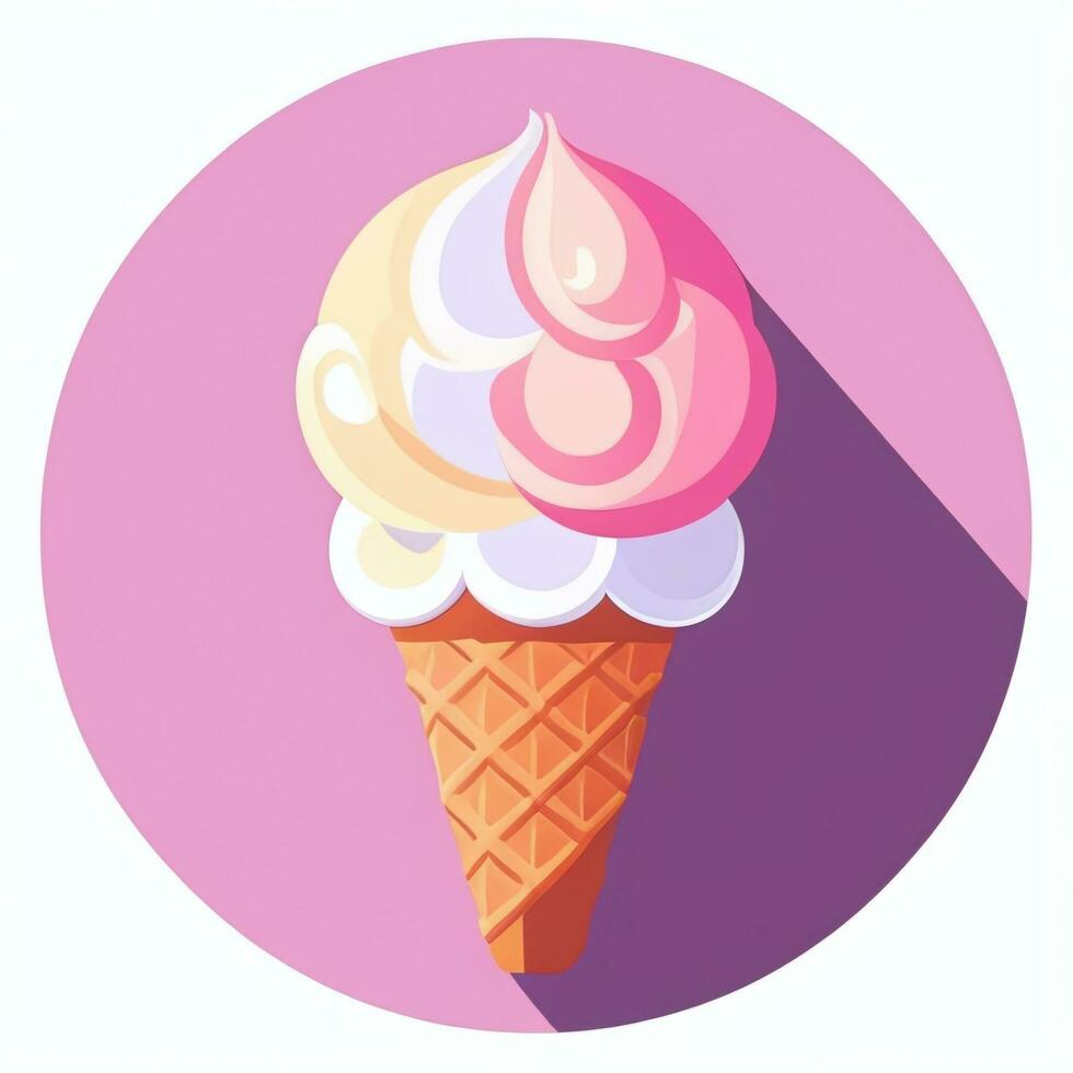 AI generated Ice Cream Icon Clip Art Sticker Decoration Simple Background photo