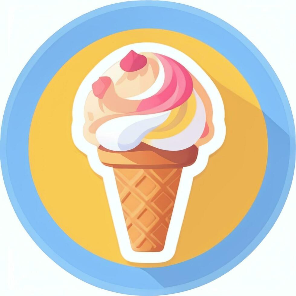 AI generated Ice Cream Icon Clip Art Sticker Decoration Simple Background photo