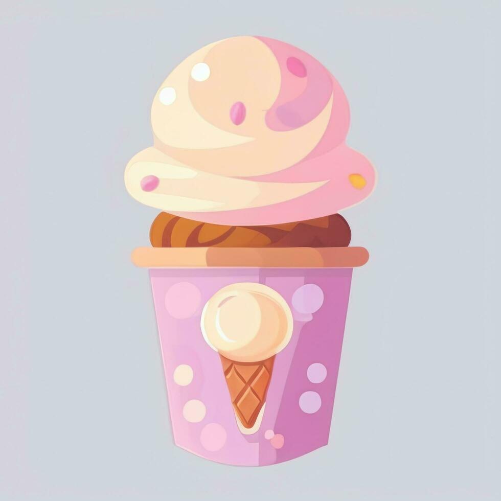 AI generated Ice Cream Icon Clip Art Sticker Decoration Simple Background photo