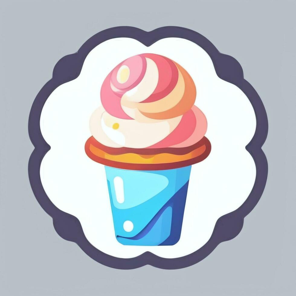 AI generated Ice Cream Icon Clip Art Sticker Decoration Simple Background photo