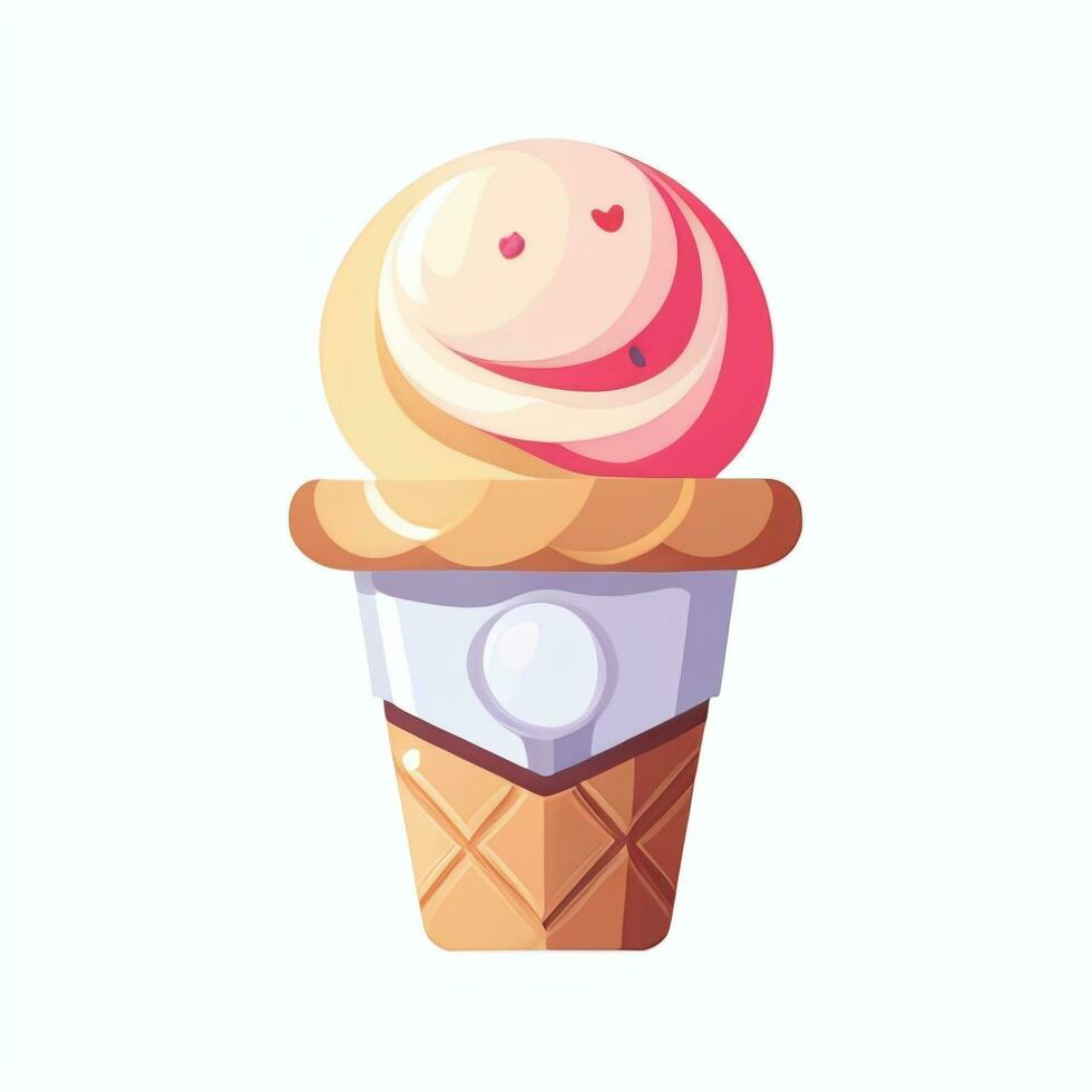 AI generated Ice Cream Icon Clip Art Sticker Decoration Simple Background photo