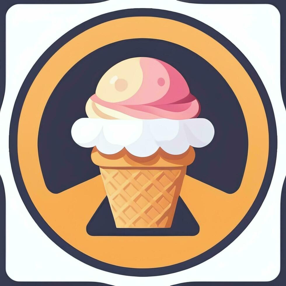 AI generated Ice Cream Icon Clip Art Sticker Decoration Simple Background photo