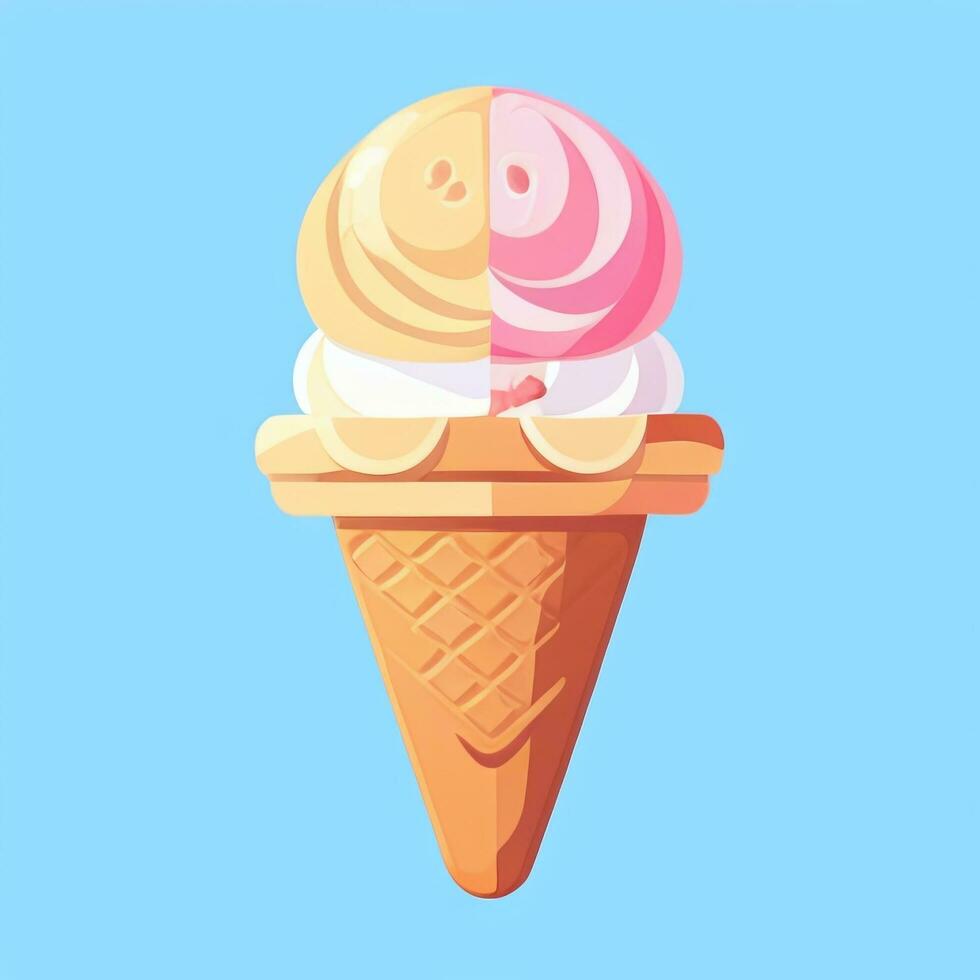 AI generated Ice Cream Icon Clip Art Sticker Decoration Simple Background photo