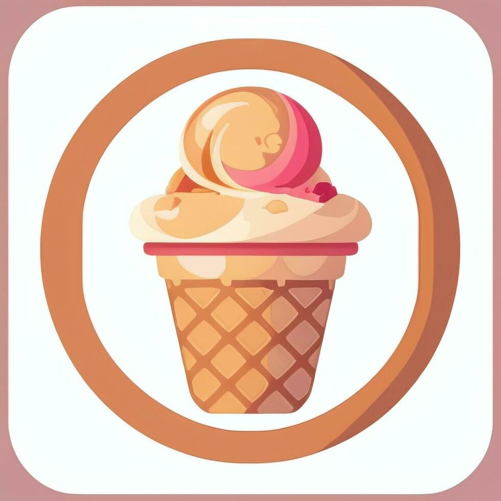 AI generated Ice Cream Icon Clip Art Sticker Decoration Simple Background photo