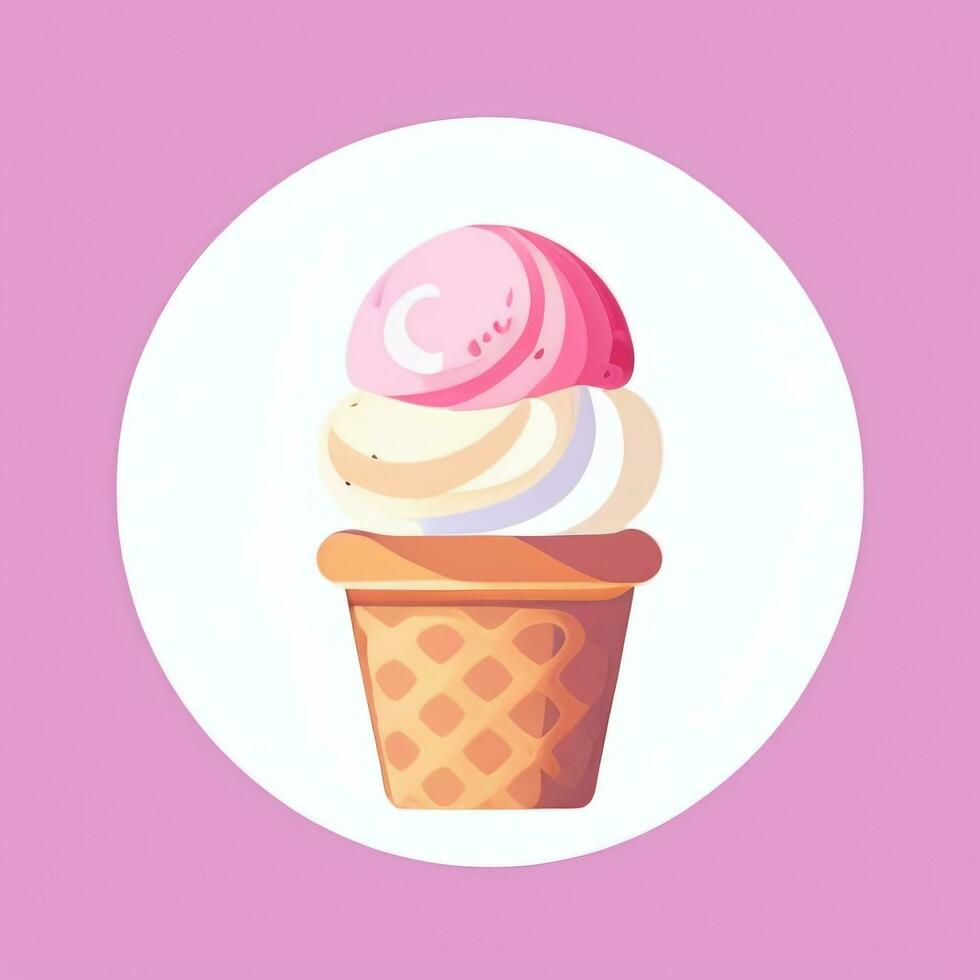 AI generated Ice Cream Icon Clip Art Sticker Decoration Simple Background photo